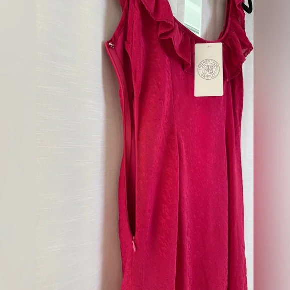 Loucia Pink Ruffle Midi Dress | Romantic Date Night, Cocktail Holiday NWT Size M - Picture 10 of 12